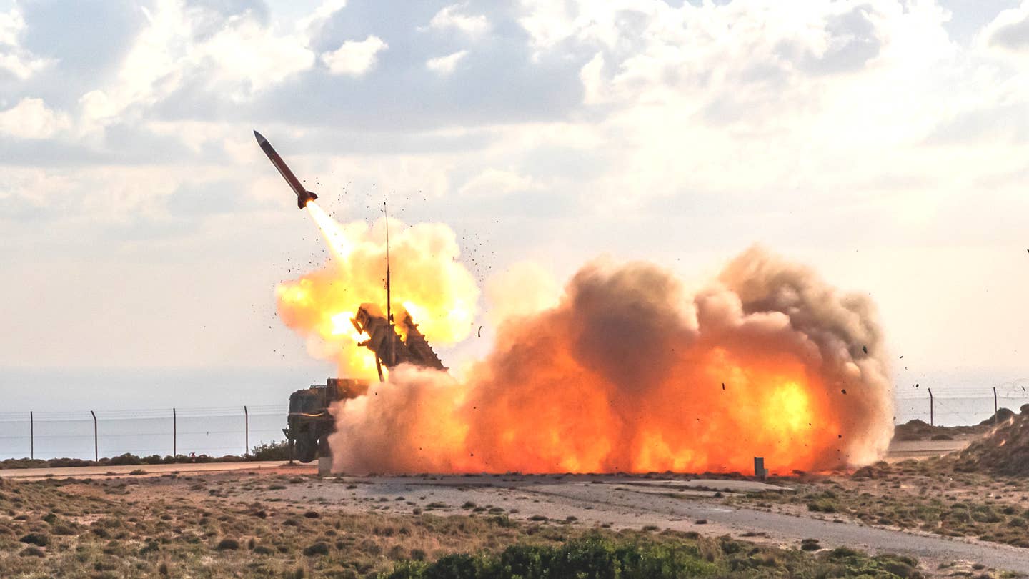 German forces fire a Patriot surface-to-air missile during an exercise on the Greek island of Crete in October 2022. <em>Bundeswehr</em>