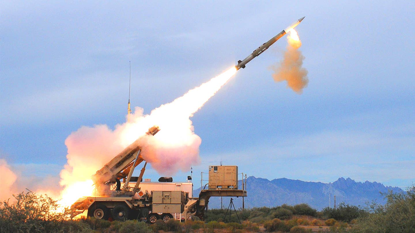 A Patriot Advanced Capability-3 (PAC-3) missile is fired during a test. <em>Lockheed Martin</em>