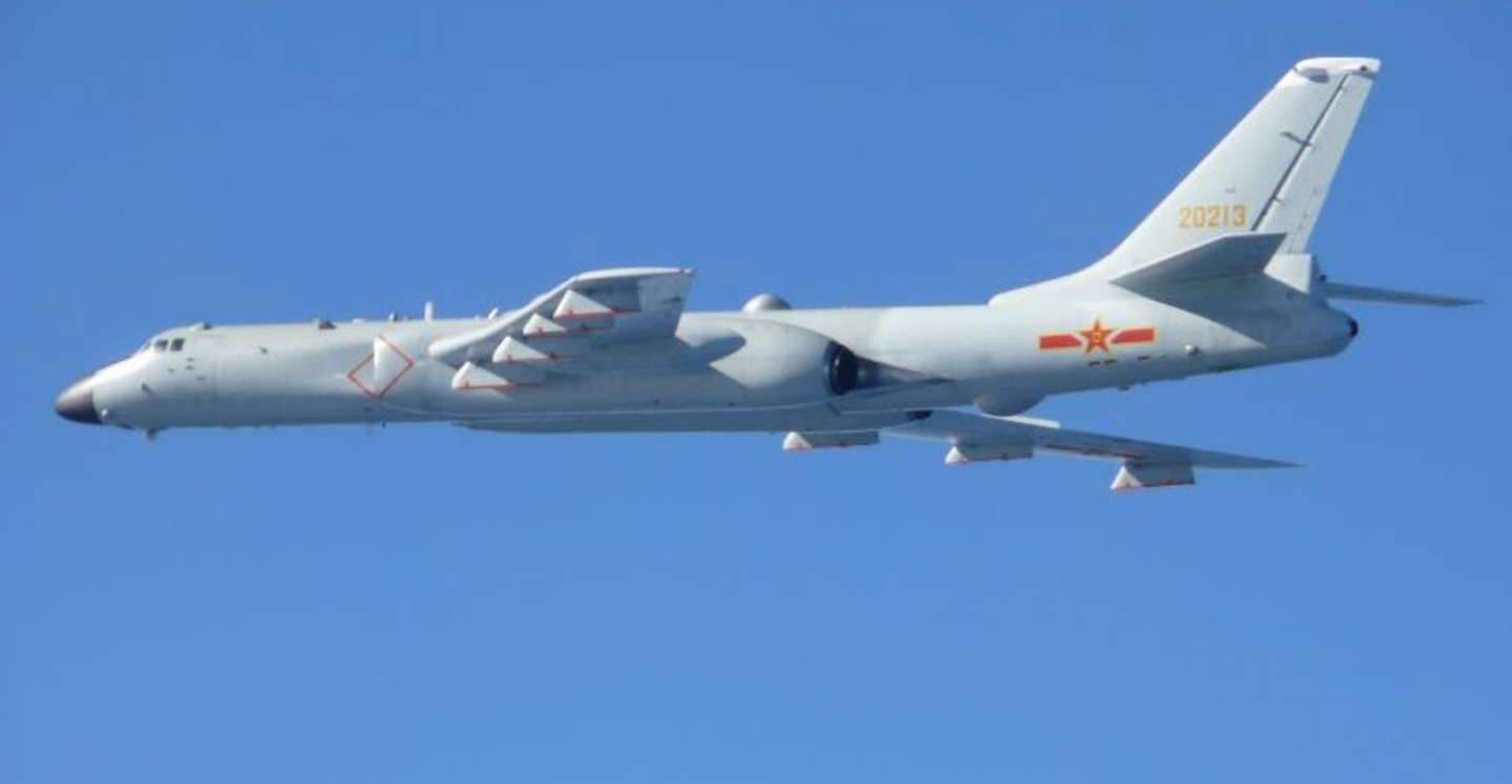 A photo of a PLAAF H-6K bomber provided by the Japanese Ministry of Defense. <em>JASDF</em>
