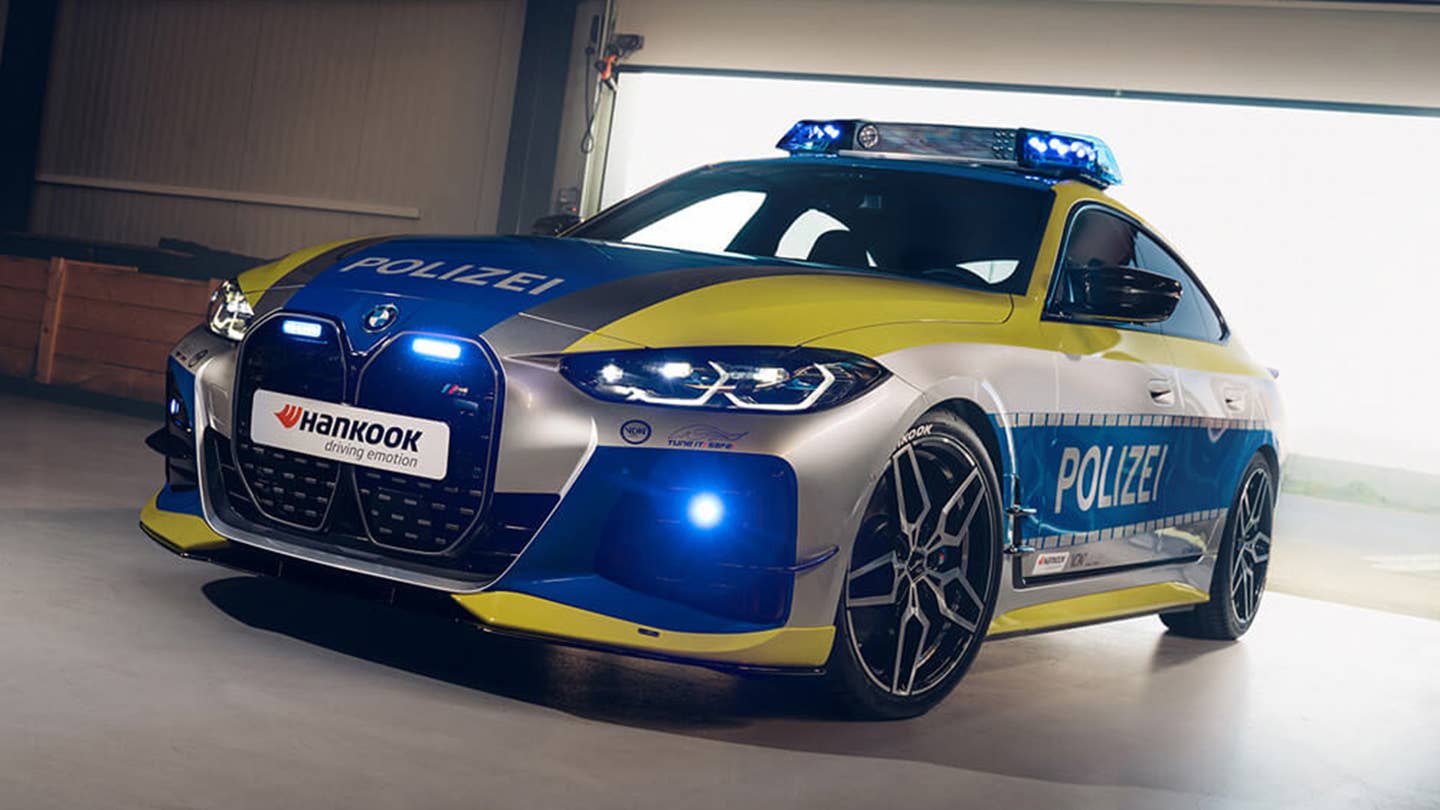 This BMW i4 Aftermarket Police Car Promotes Street-Legal Tuning in Germany