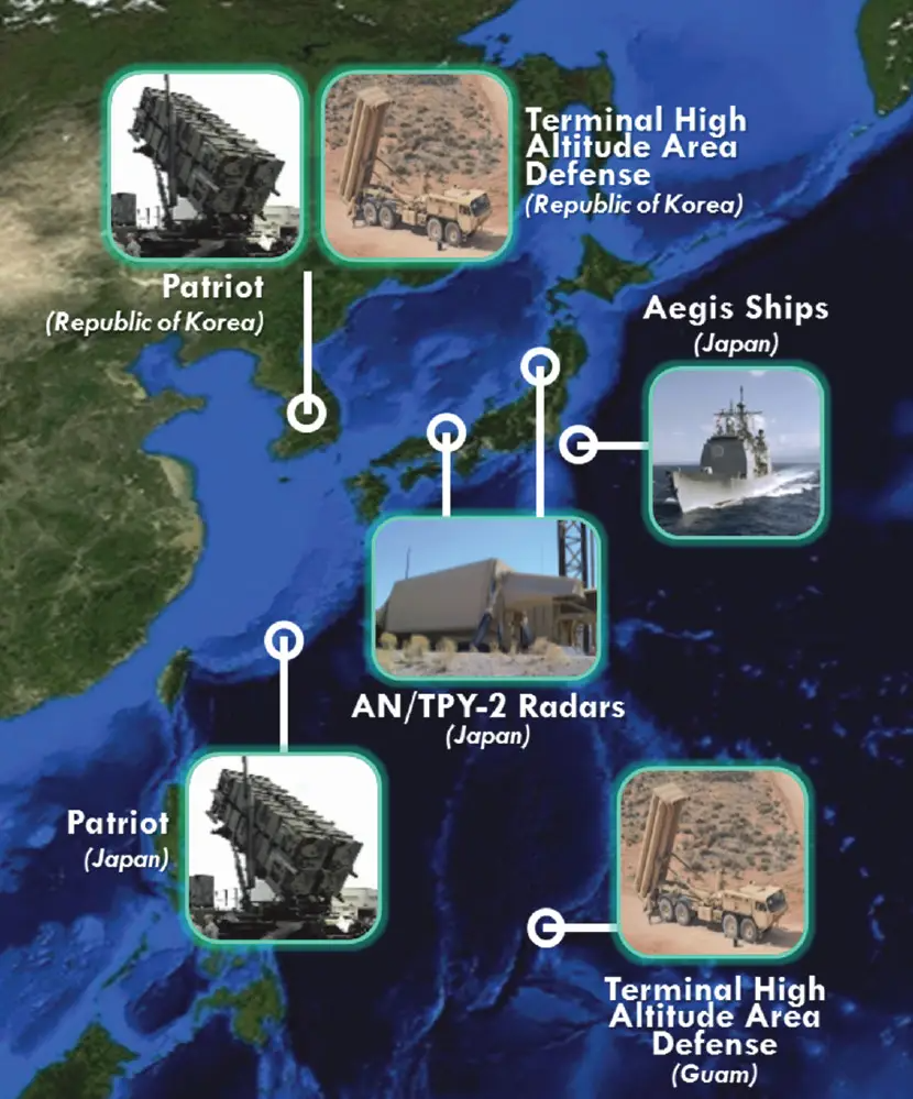 The missile defense assets the U.S. military currently has deployed in the Western Pacific. <em>Credit: DOD</em>