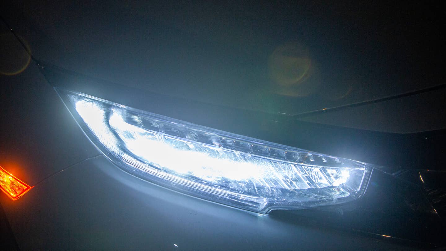 The LED reflector arrangement on a 2019 Honda Civic Type R. <em>Chris Rosales</em>