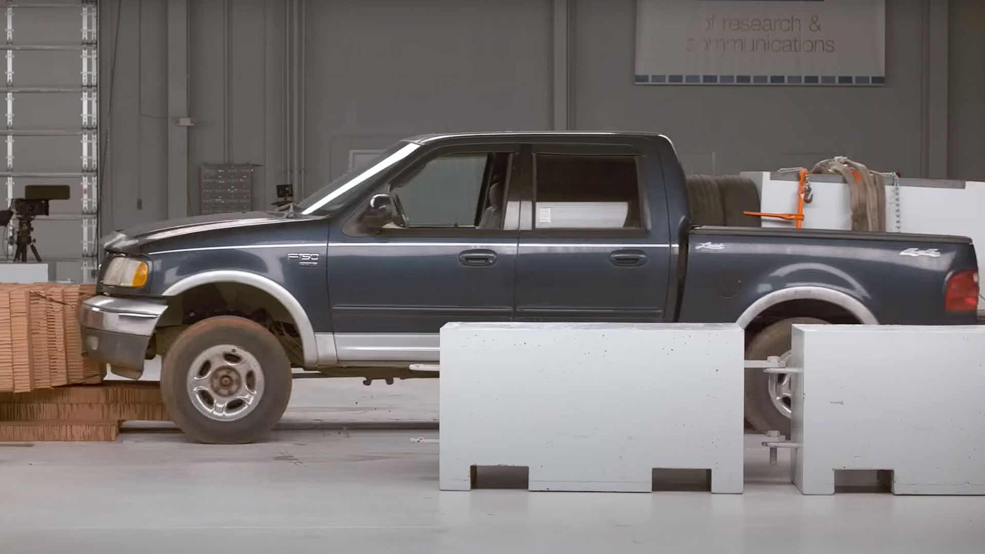 IIHS Is Prepping Its Crash Test Rig for Heavier EVs By Slamming Loaded Pickups Into the Wall