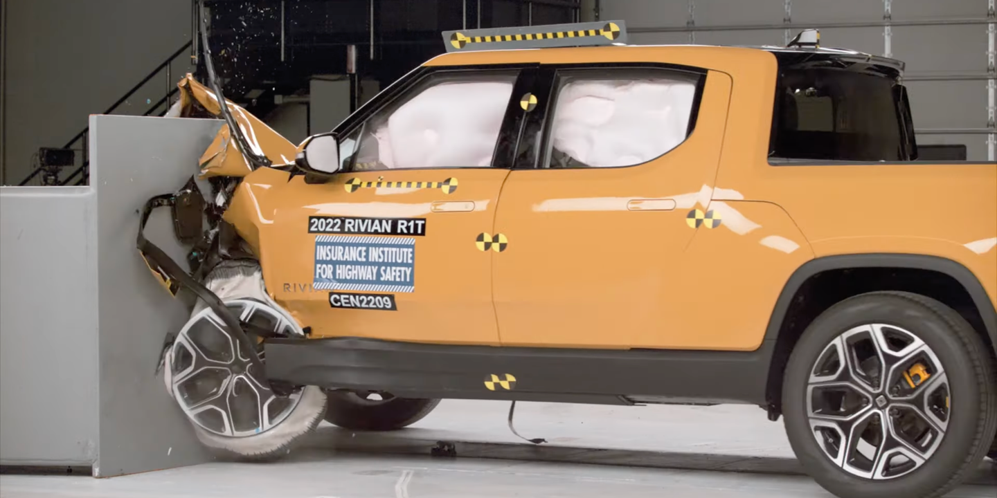 Watch the Rivian R1T Pass the IIHS Crash Test With Flying Colors
