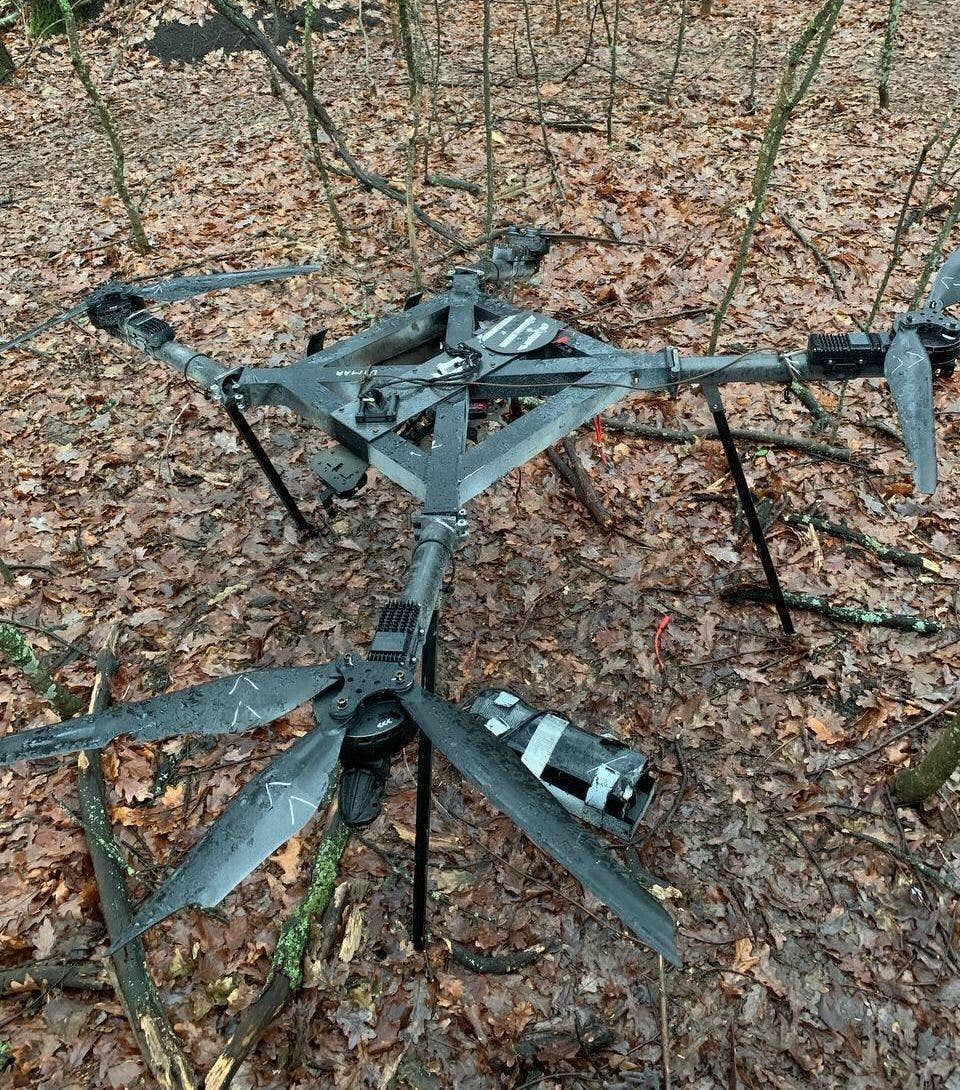 Rybar claims Russian troops downed this Ukrainian drone. (Rybar Telegram channel)