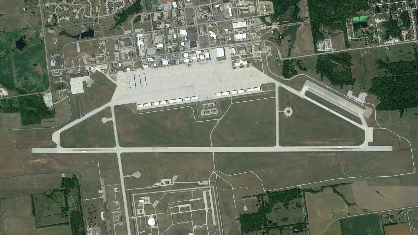 An aerial view of Whiteman Air Force Base in Missouri. <em>Credit: Google Earth</em>