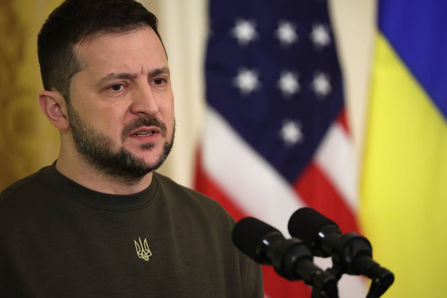 President of Ukraine Volodymyr Zelensky thanked President Joe Biden and the American people for the billions in aid his country has received, including today's announcement of a Patriot air defense battery. (Photo by Alex Wong/Getty Images)