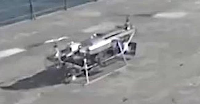 A close-up of the more stripped-down drone helicopter design. <em>CCTV-7 capture</em>