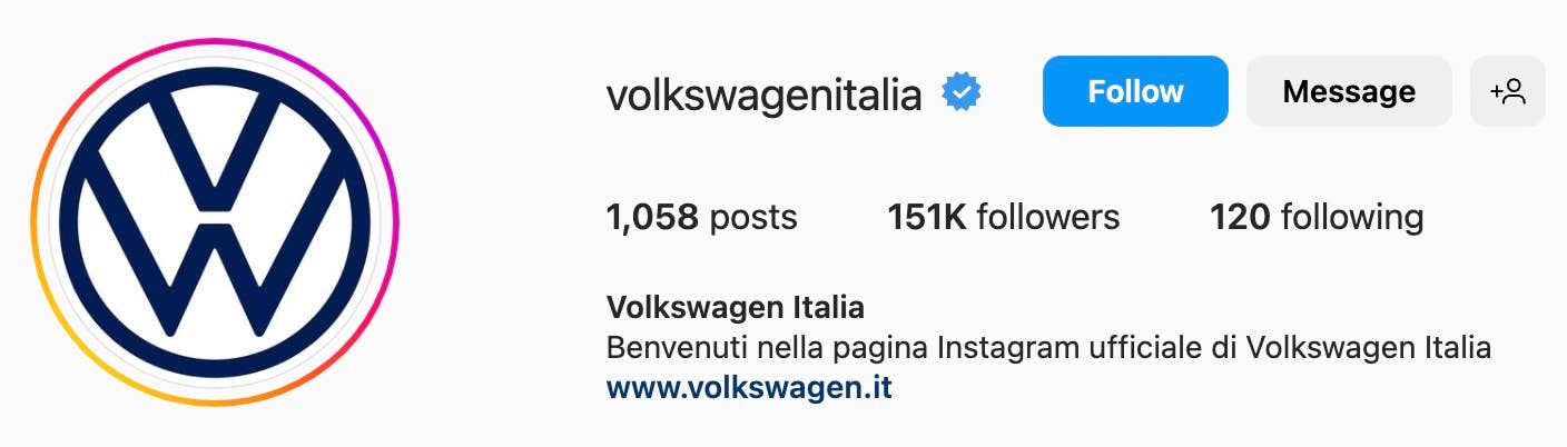 Volkswagen Italy's Instagram account. <em>Instagram</em>