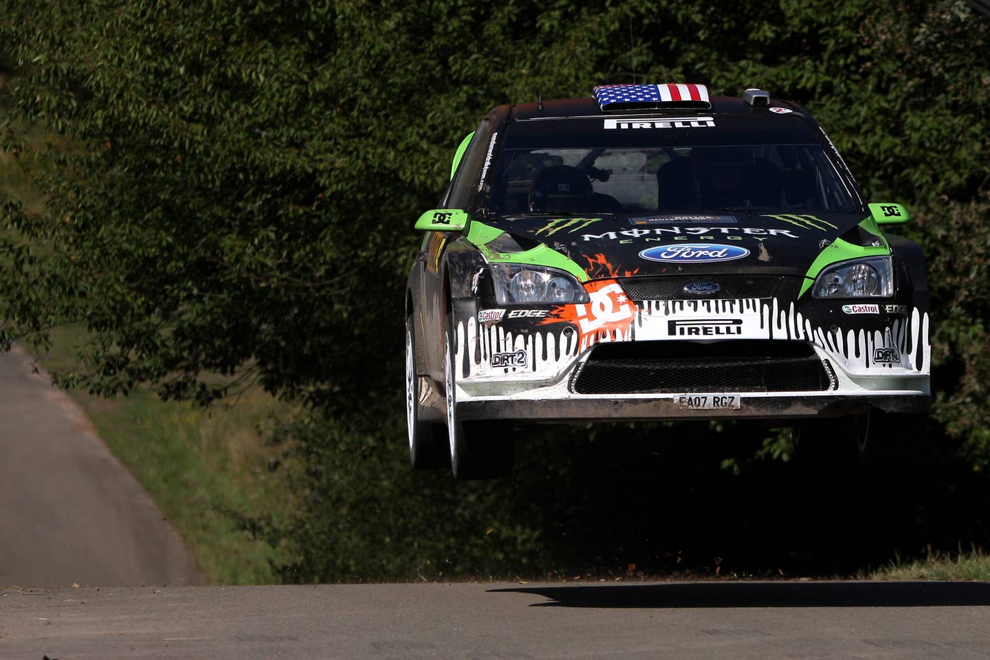 Ken Block and Alex Gelsomino at WRC Rally of Germany in 2010. <em>Getty</em>
