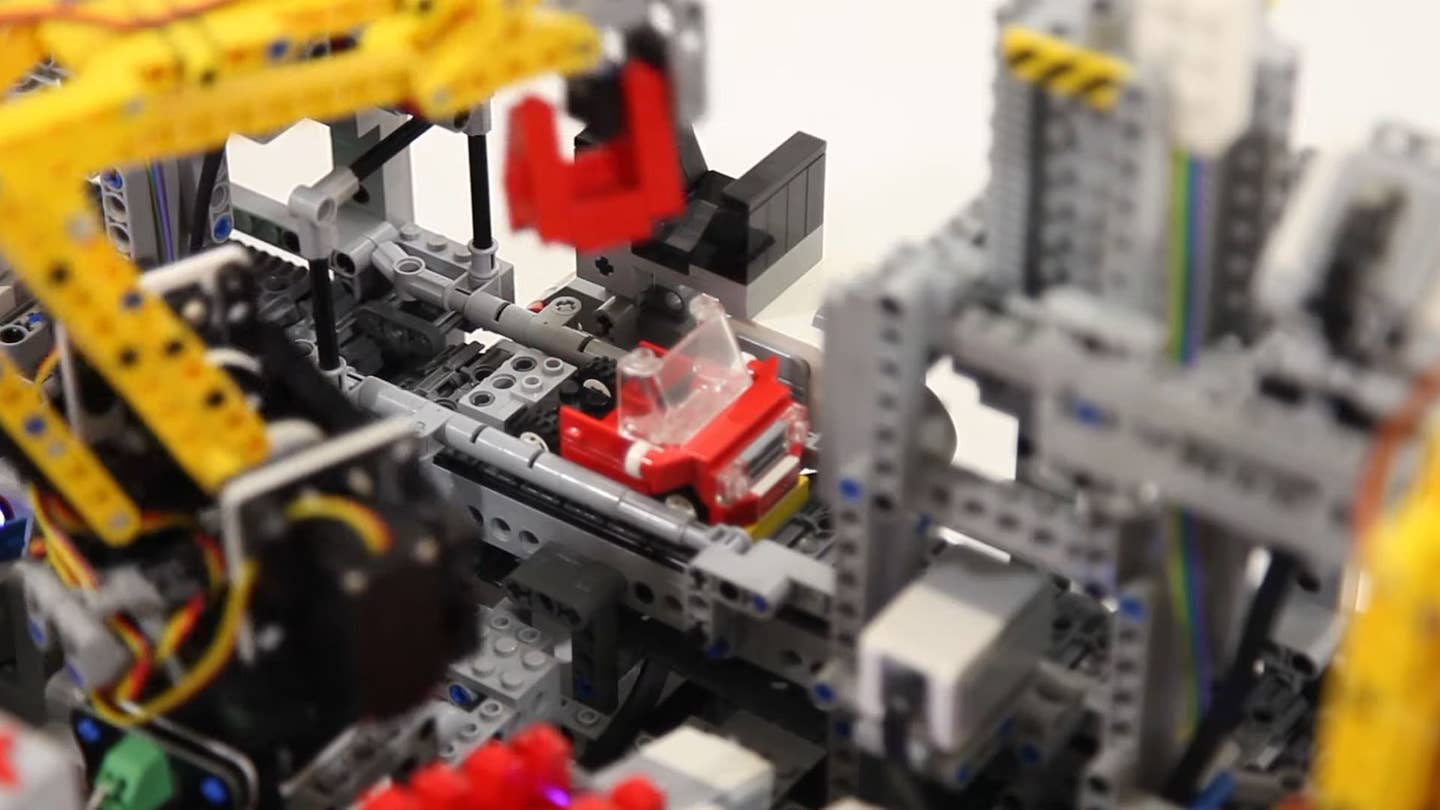 This Automated Lego Car Assembly Line Builds Tiny Toy Cars Like a Full-Size Factory