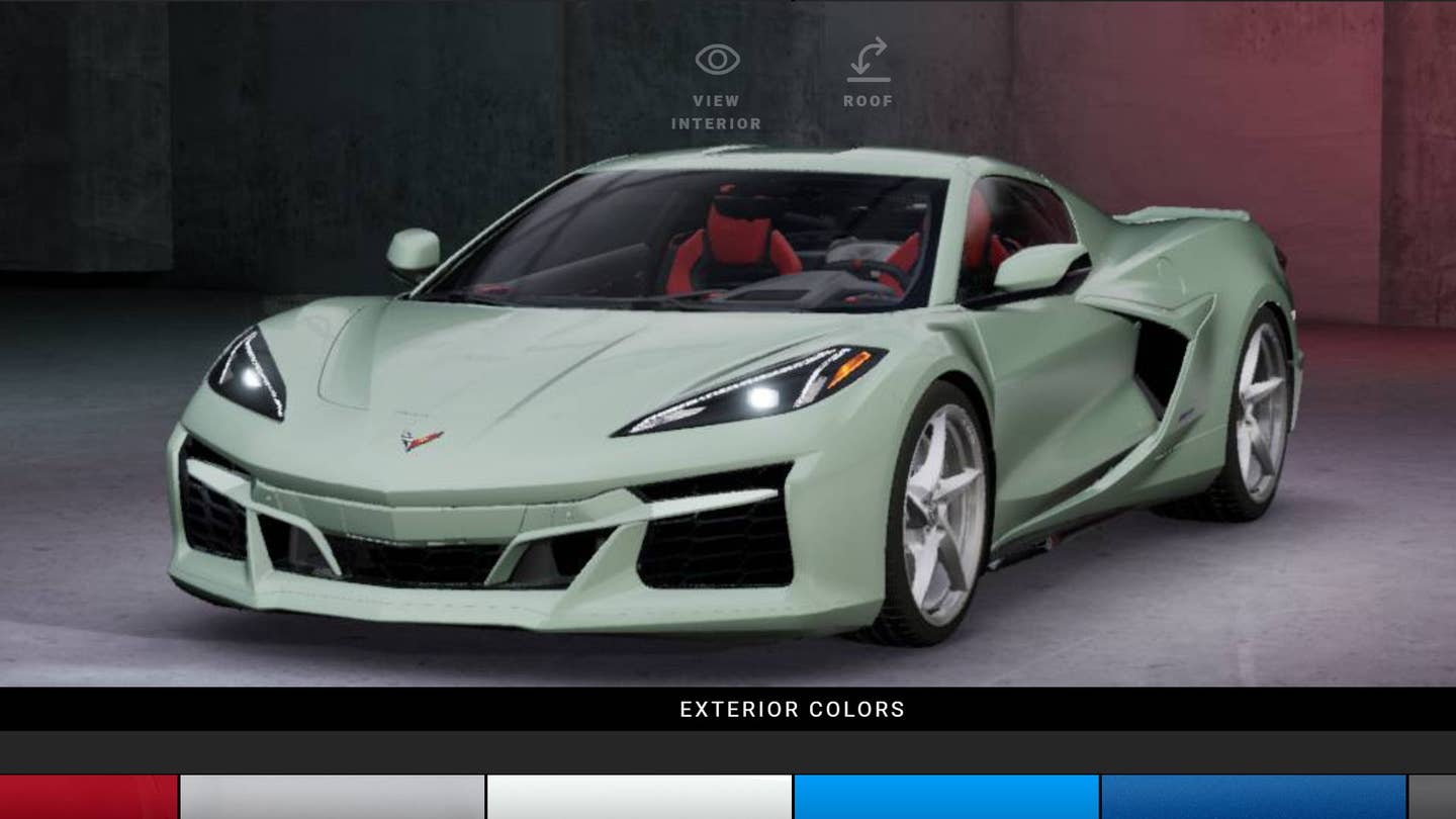 A screenshot from the E-Ray's leaked configurator displaying a new green color called Cacti. <em>Chevy</em>