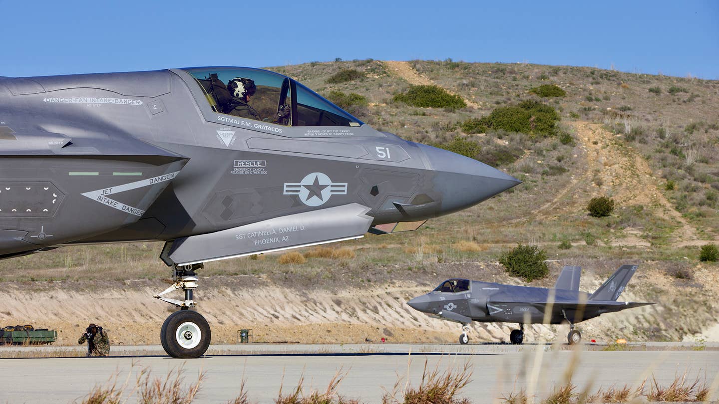F-35Bs on the ground at Camp Pendleton's HOLF. (Author's image)