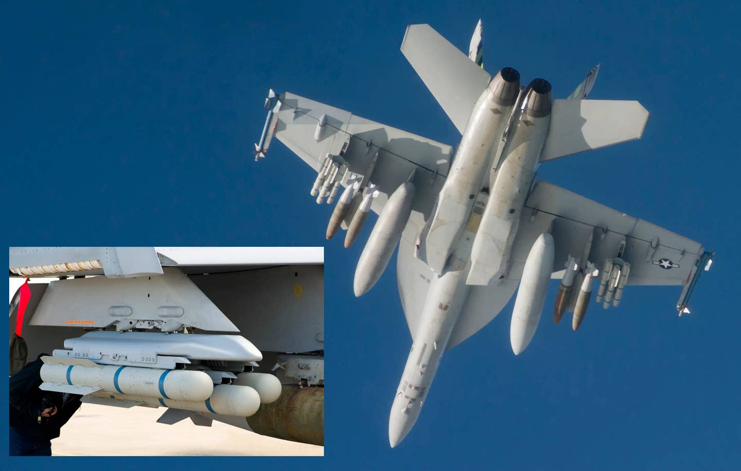 Examples of the original JAGM in a test installation on a U.S. Navy F/A-18 Super Hornet. <em>Lockheed Martin/NAVAIR</em>