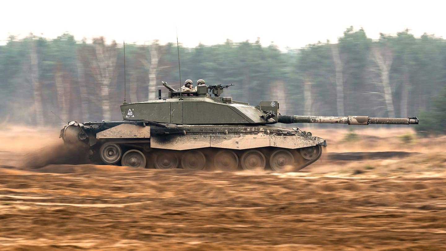 A Challenger 2 tank on the move. <em>Crown Copyright</em>