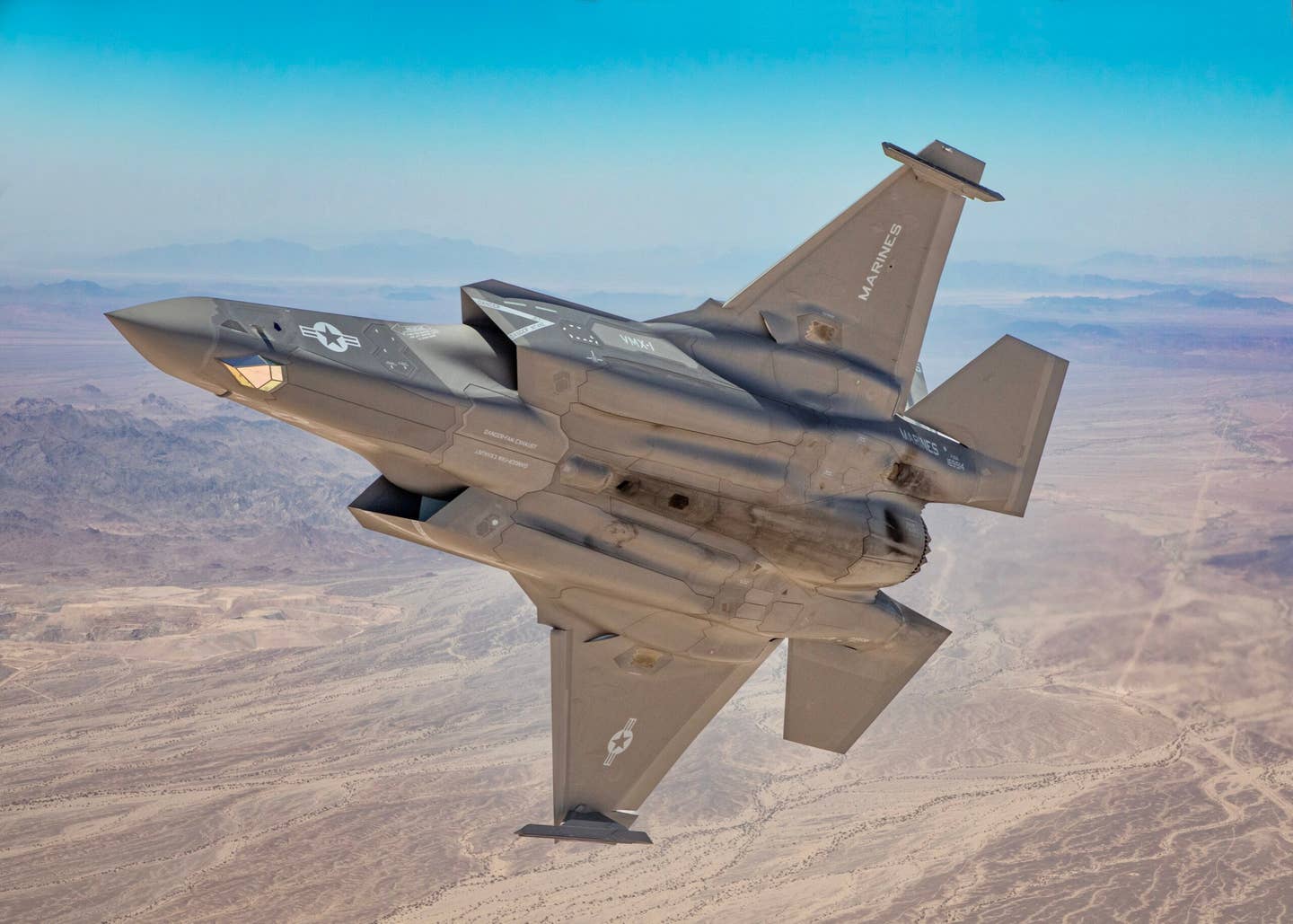 An F-35B high above the desert. (Author's image)