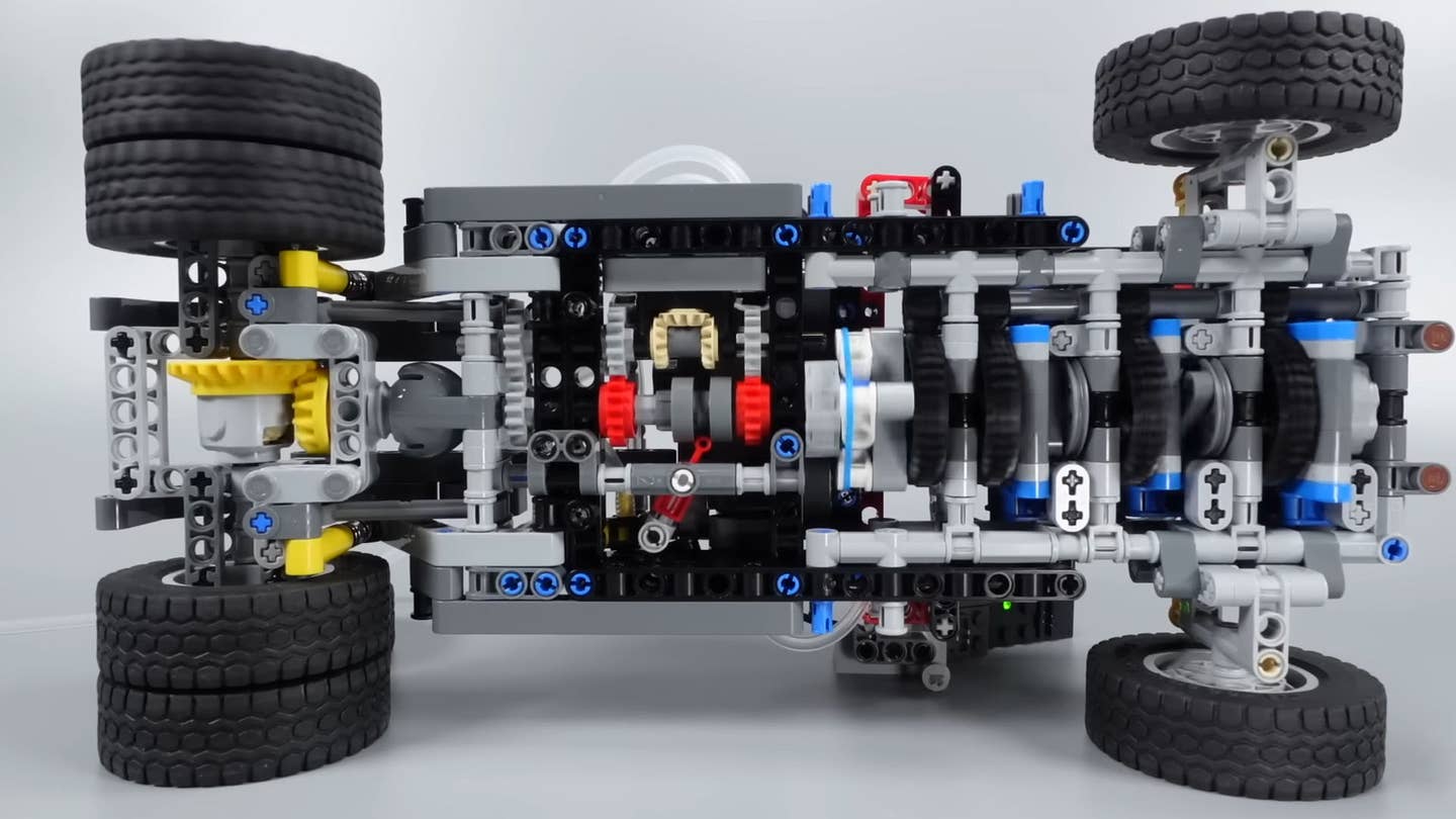 Watch This Air-Powered Lego Truck Run Well With a Three-Cylinder Engine