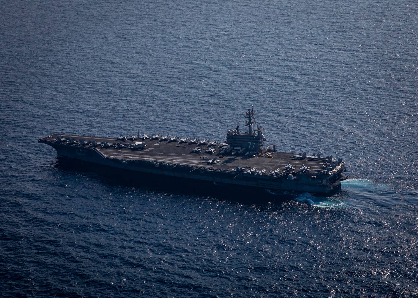 USS <em>George H.W. Bush</em> transits the Mediterranean Sea, Jan. 24, 2023 during Juniper Oak 23.2. <em>Credit: U.S. Navy photo by Mass Communication Specialist 3rd Class Nicholas Avis</em>