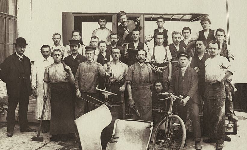 Recaro has this image on its <a href="https://www.recaro-automotive.com/us/history" target="_blank" rel="noreferrer noopener nofollow">history page</a> and while it doesn't specify which of these fellas is Reutter (perhaps the boss-looking one on the left?) it's a pretty cool snapshot of the auto industry's earliest days. Or maybe it's a picture of the staff at a Portland coffee shop in 2018, what do you know (kidding, it's not). <em>Recaro</em>