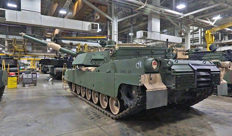 U.S. Army Abrams tanks undergoing heavy maintenance and upgrade work. <em>U.S. Army</em>