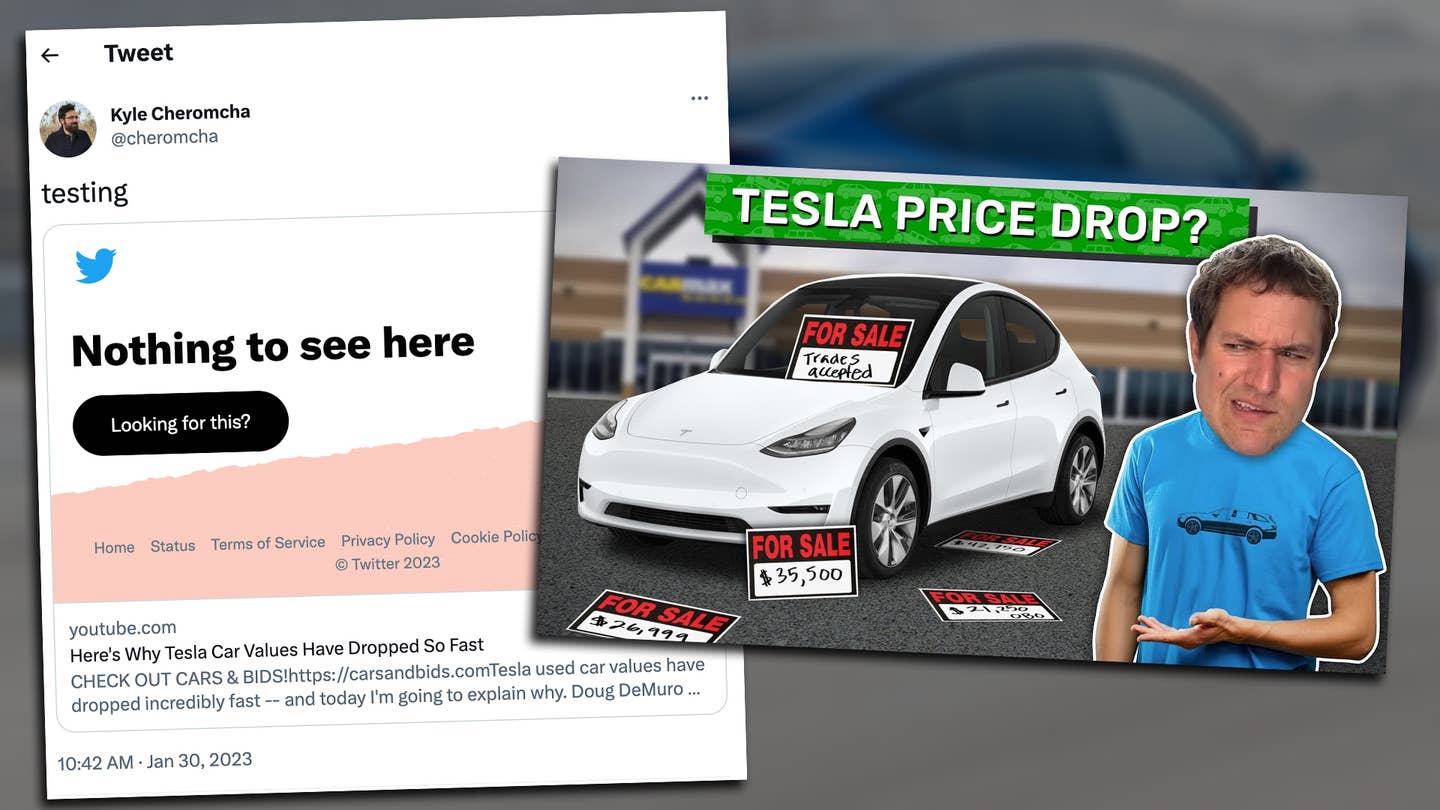 Twitter Appears To Censor Doug DeMuro Video on Used Tesla Values Dropping