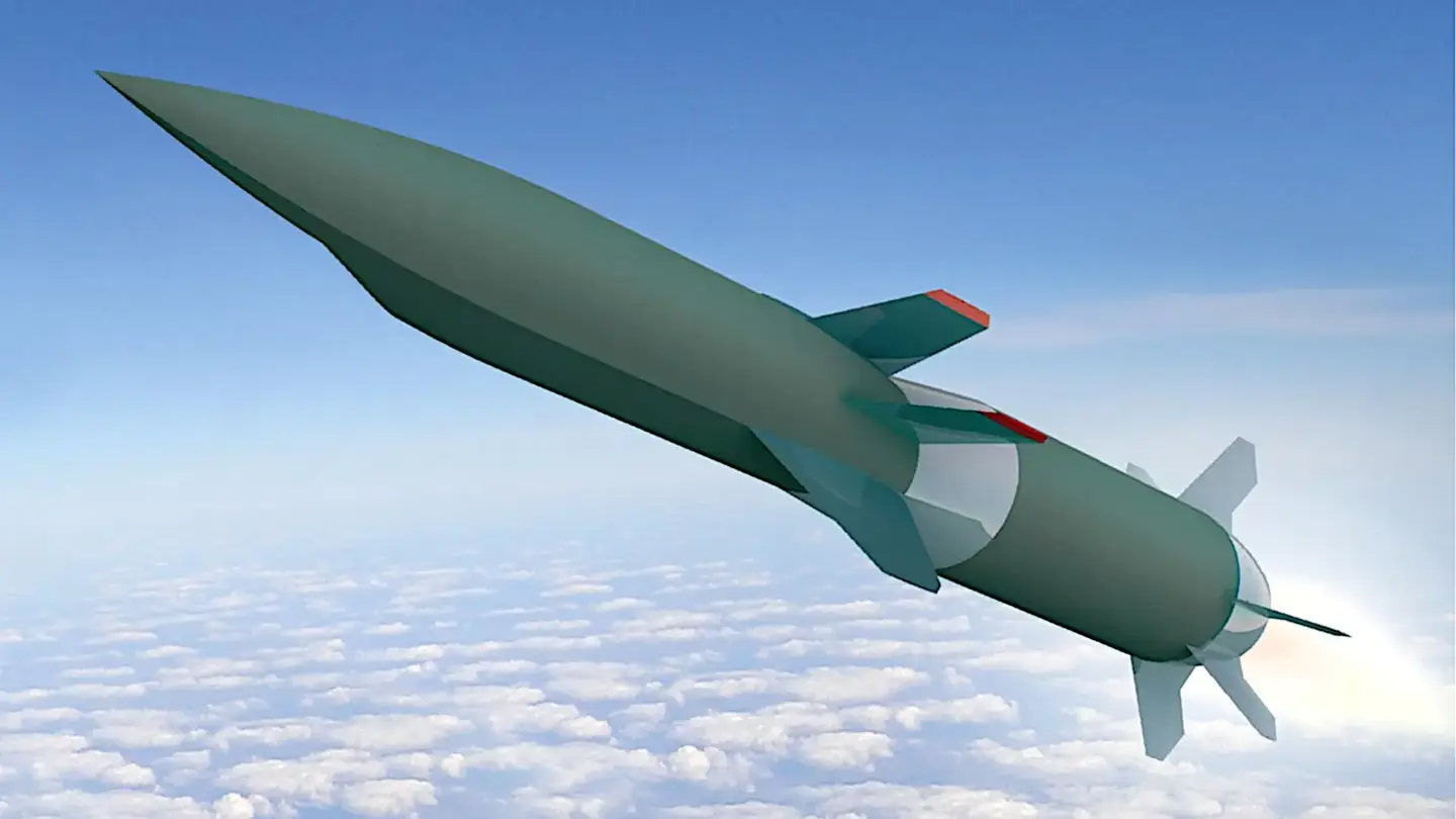 An artist’s illustration of an air-breathing hypersonic missile that DARPA previously released in relation to the HAWC program. <em>Credit:</em> <em>DARPA</em>