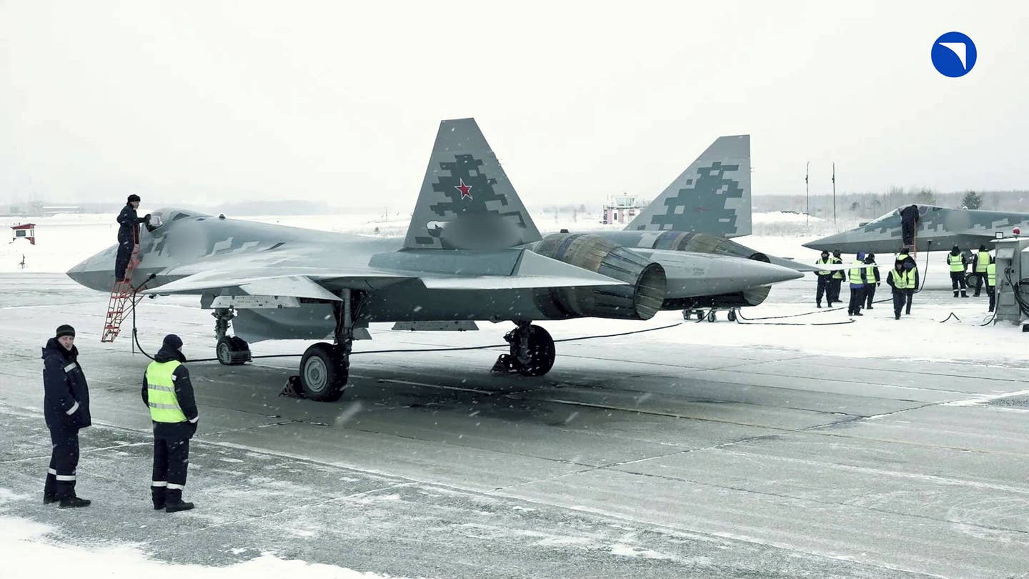 The Su-57 is the latest and most expensive Russian fighter, currently in test operation by the Russian Aerospace Forces, including reported combat use against Ukraine. <em>United Aircraft Corporation</em>