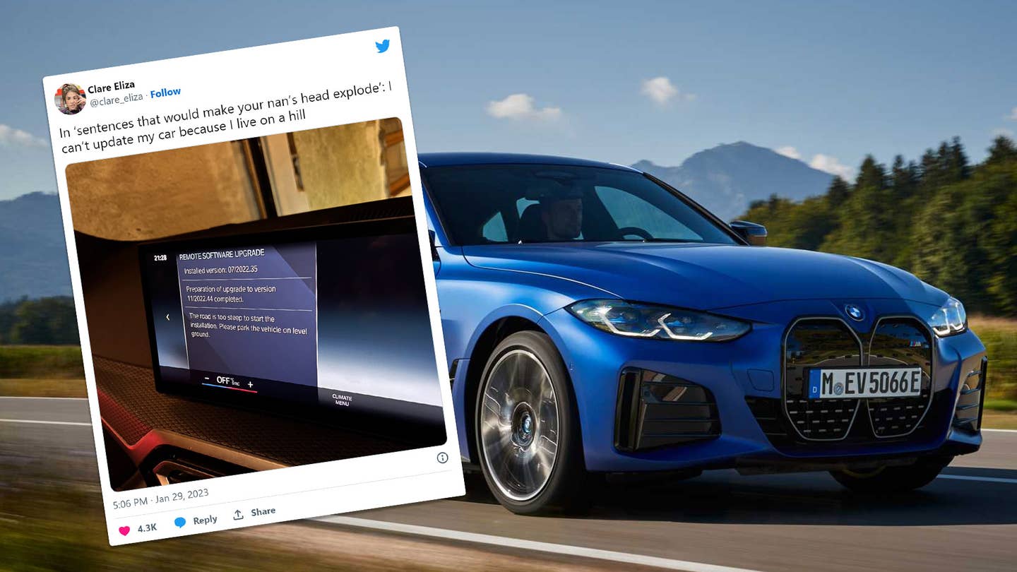 BMW Owner Discovers Car’s Software Update Won’t Install When Parked on Incline
