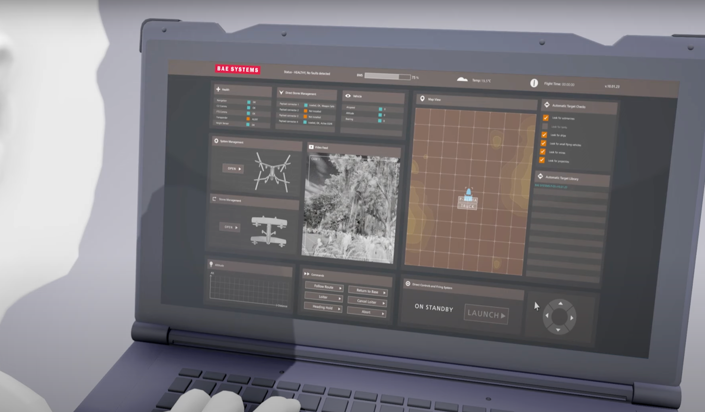 Screengrab from the BAE Australia video showing a rendering of the interface for STRIX's control station. <em>Credit: BAE Australia</em>