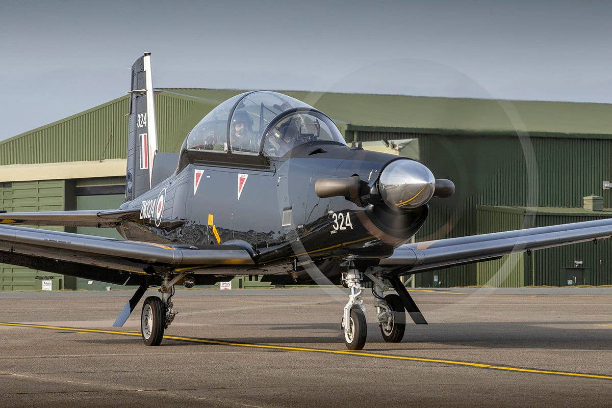 One of the RAF’s small fleet of Texan T1 turboprop trainers. Fourteen of these aircraft were ordered.<em> Crown Copyright</em>