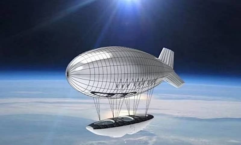 A rendering of the Cloud Chaser airship that Wu Zhe claimed would fly over North America and other continents in the course of a round-the-world flight in 2019. <em>Chinese internet</em>