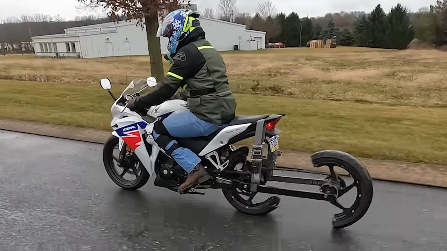 Crazy Split-Wheel Motorcycle Build Rides Like a Mechanical Bull