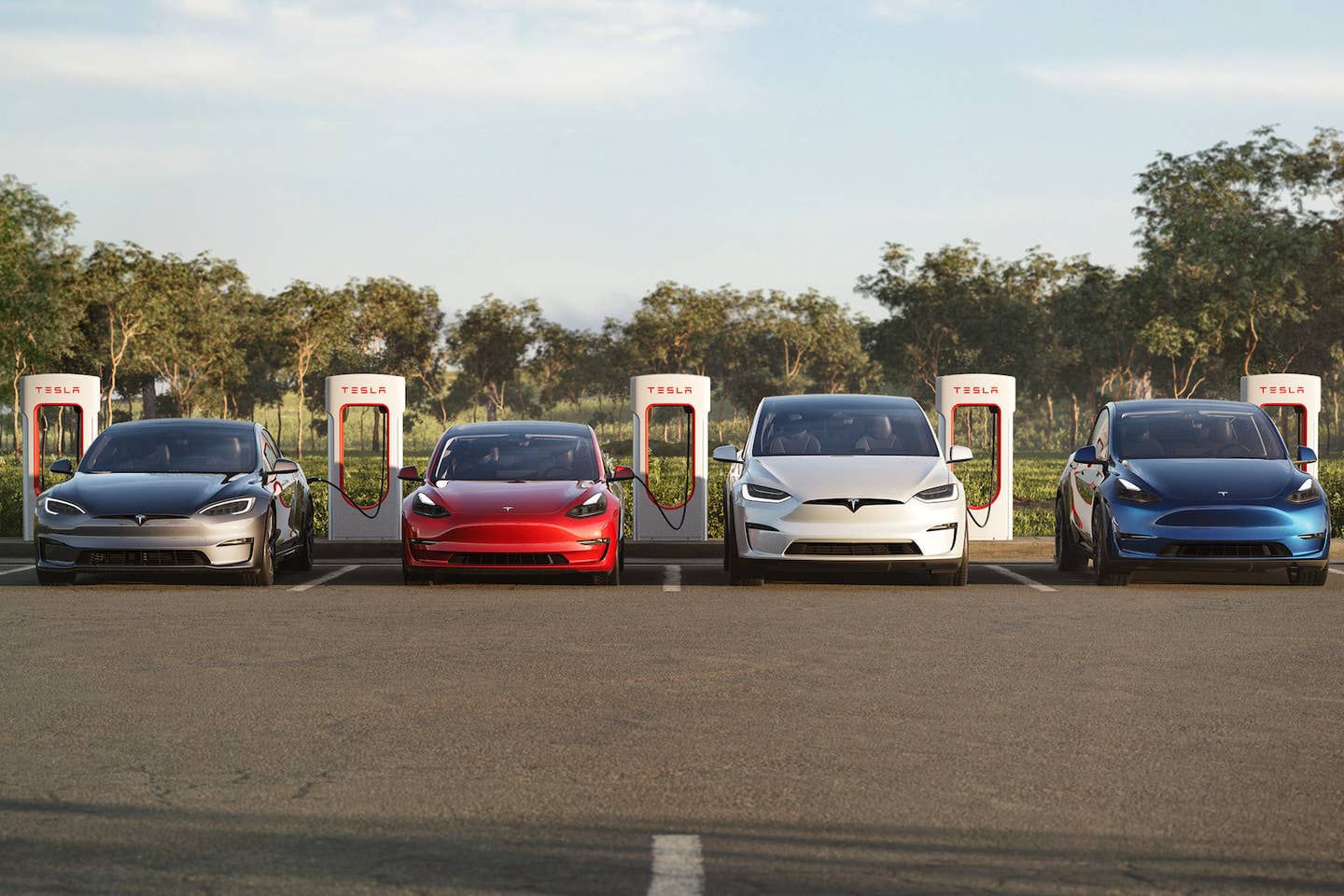 Tesla passenger vehicle lineup as of 2023. <em>Tesla</em>