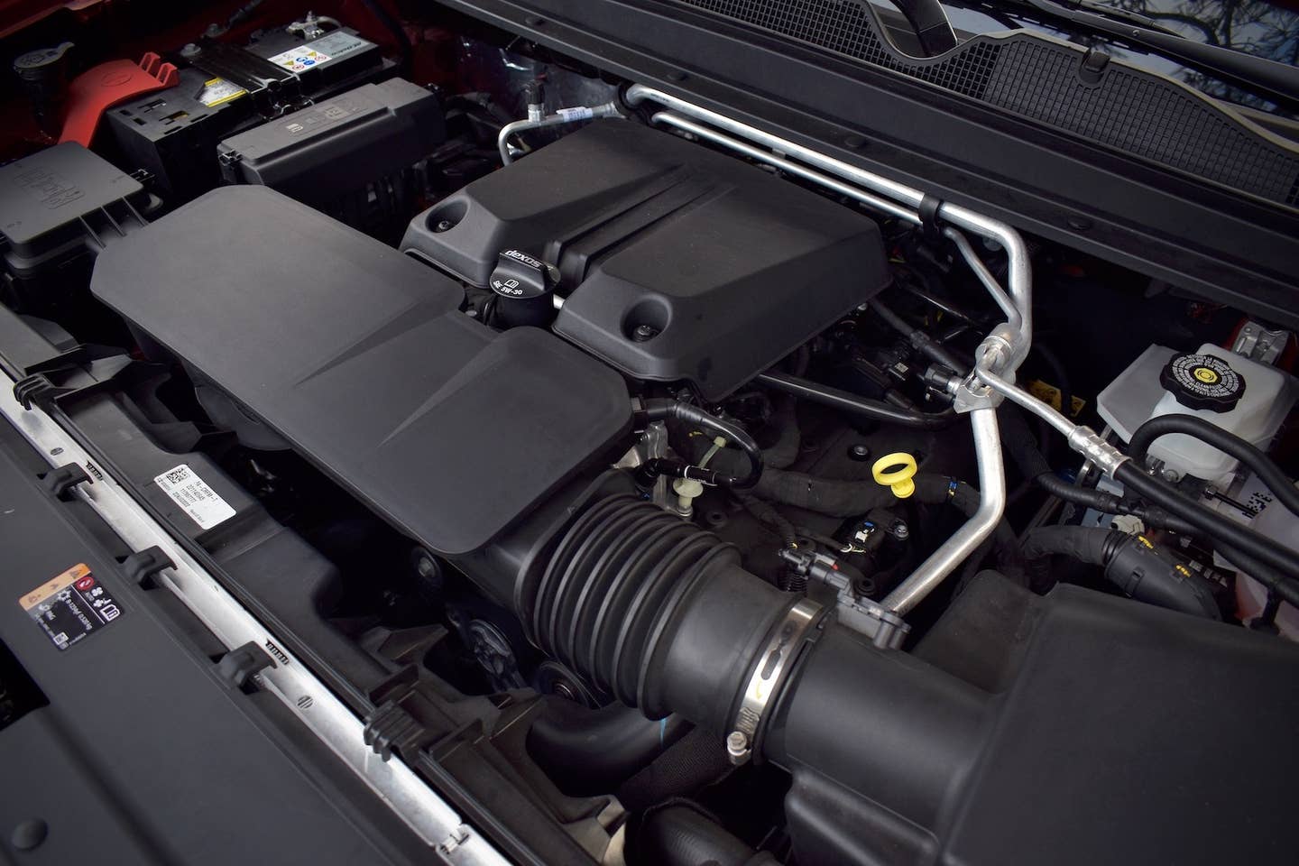 GM's 2.7-liter turbo four-cylinder in the 2023 Chevrolet Colorado Trail Boss. <em>James Gilboy</em>