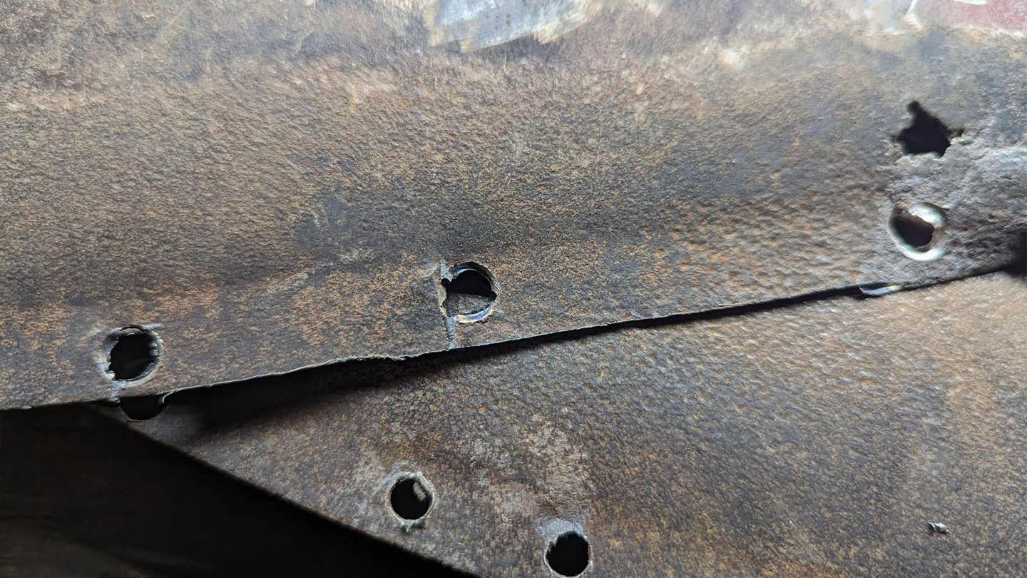 Spot weld removed with drill