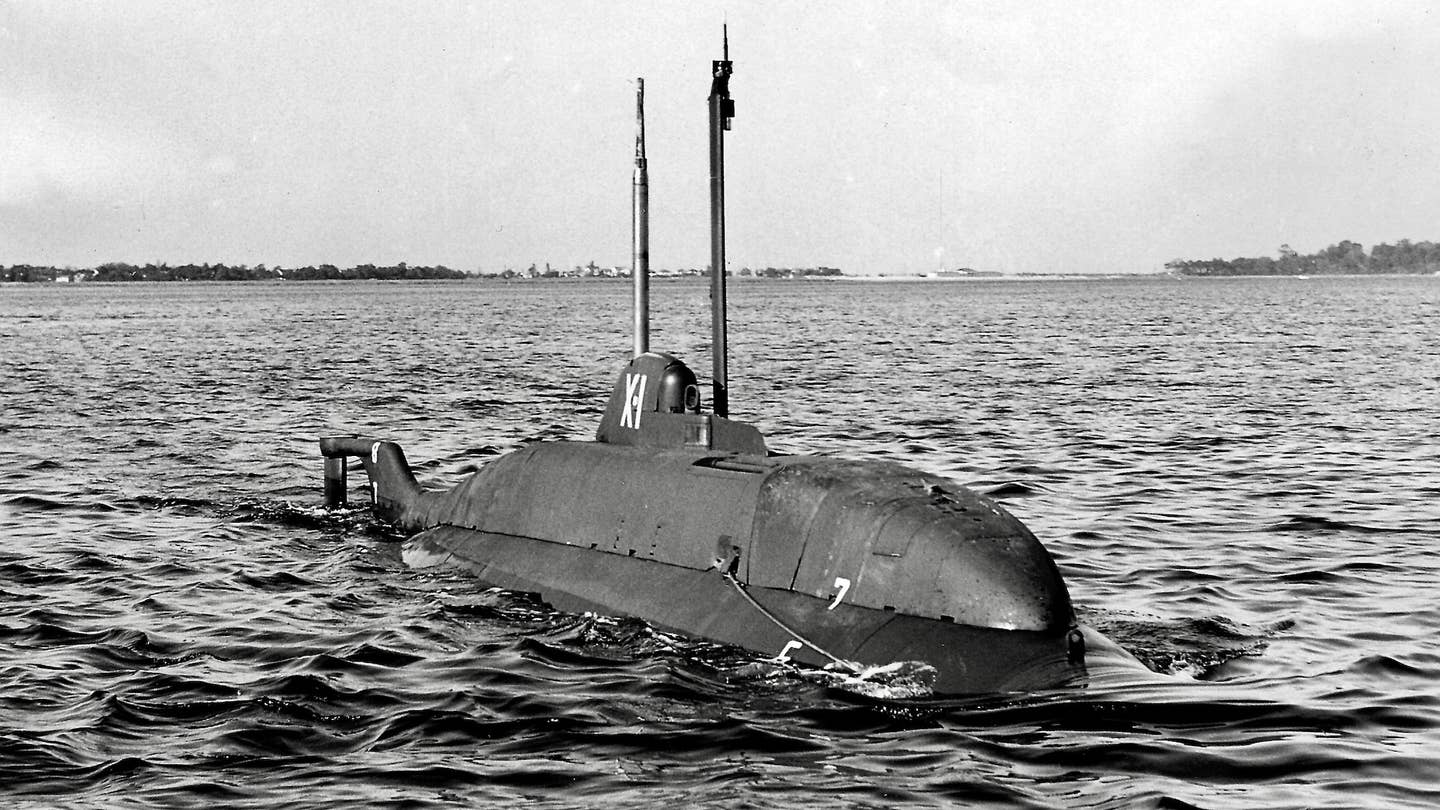 USS X-1 pictured during trials