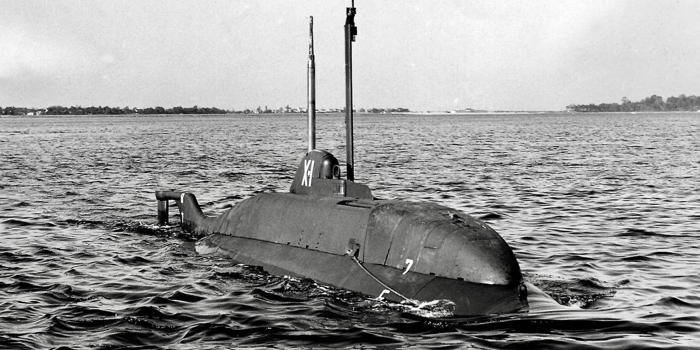USS X-1 pictured during trials