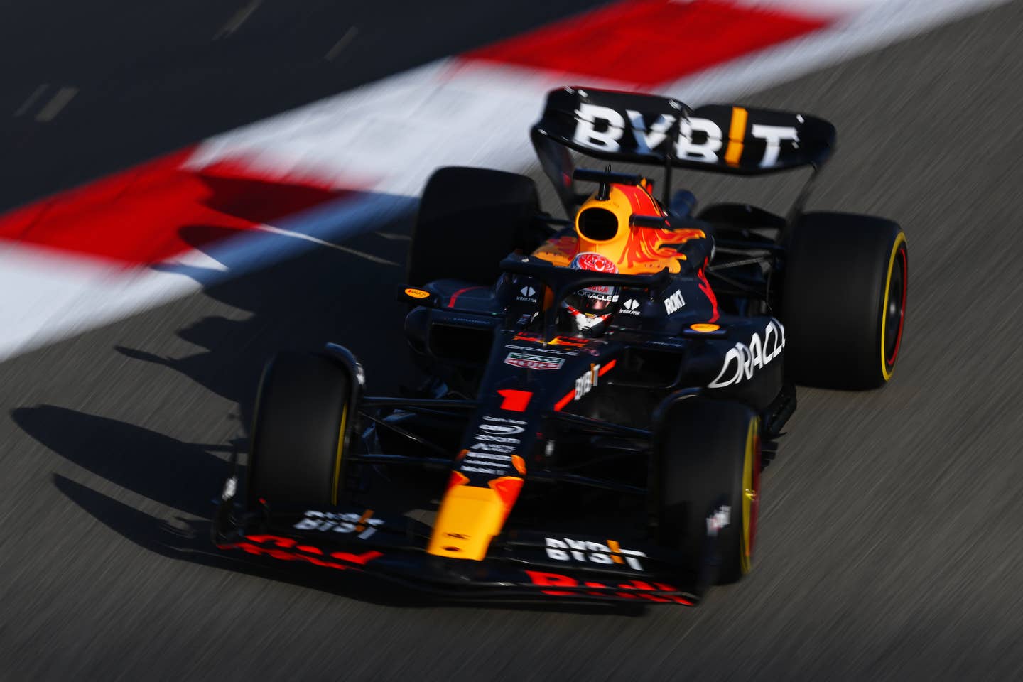 BAHRAIN, BAHRAIN - FEBRUARY 23: Max Verstappen of the Netherlands driving the (1) Oracle Red Bull Racing RB19 on track during day one of F1 Testing at Bahrain International Circuit on February 23, 2023 in Bahrain, Bahrain. (Photo by Clive Mason/Getty Images)