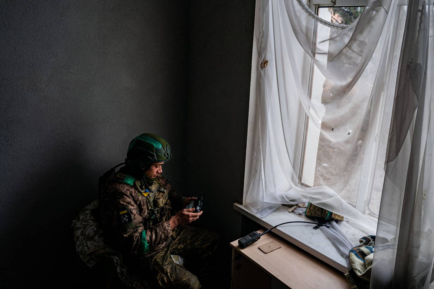 A Ukrainian serviceman operates a drone as shelling continues in Bakhmut on February 27, 2023. <em>Photo by DIMITAR DILKOFF/AFP via Getty Images</em>
