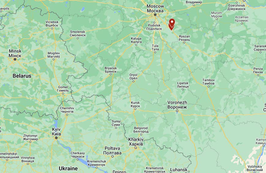 The above map gives a sense of the distance between both locations and the Ukrainian border much further to the south. <em>Google Maps</em>