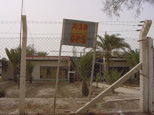 The very basic operations building used by the deployed 75th Expeditionary Fighter Squadron at Tallil Air Base, in southern Iraq. <em>via Kim “KC” Campbell</em>
