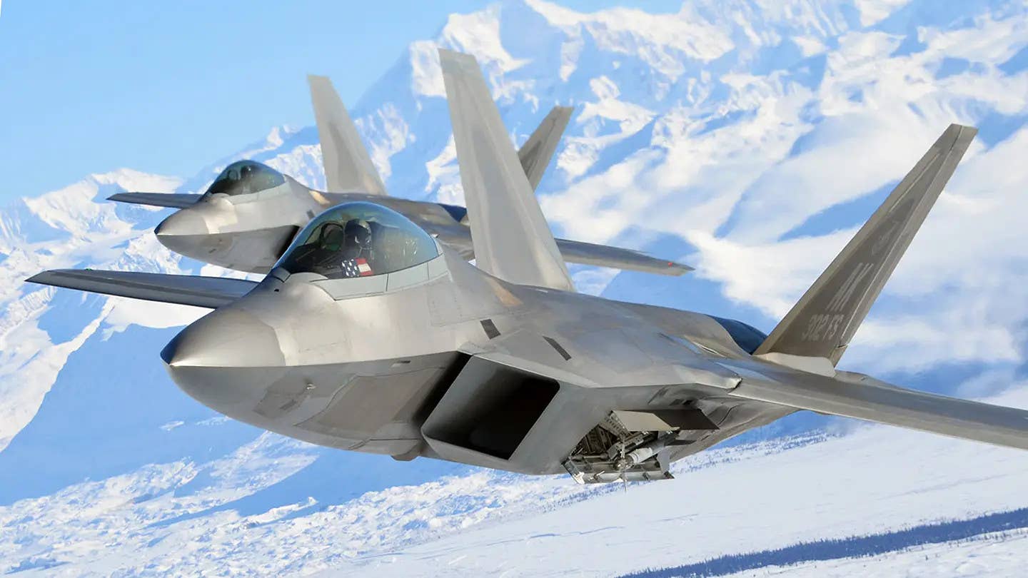 F-22 Raptor stealth fighters. The F-22 fleet is among those that would be cut if the Air Force gets approval to proceed with its 2024 Fiscal Year budget plans. <em>USAF</em>