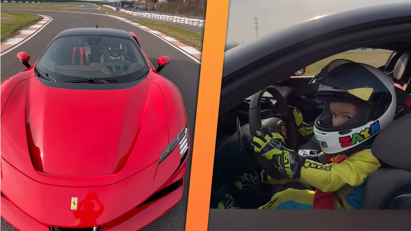 Yes, That’s a Three-Year-Old Driving a 986-HP Ferrari SF90 on a Race Track