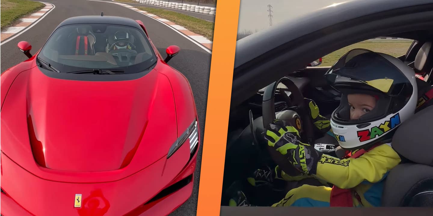 Yes, That’s a Three-Year-Old Driving a 986-HP Ferrari SF90 on a Race Track