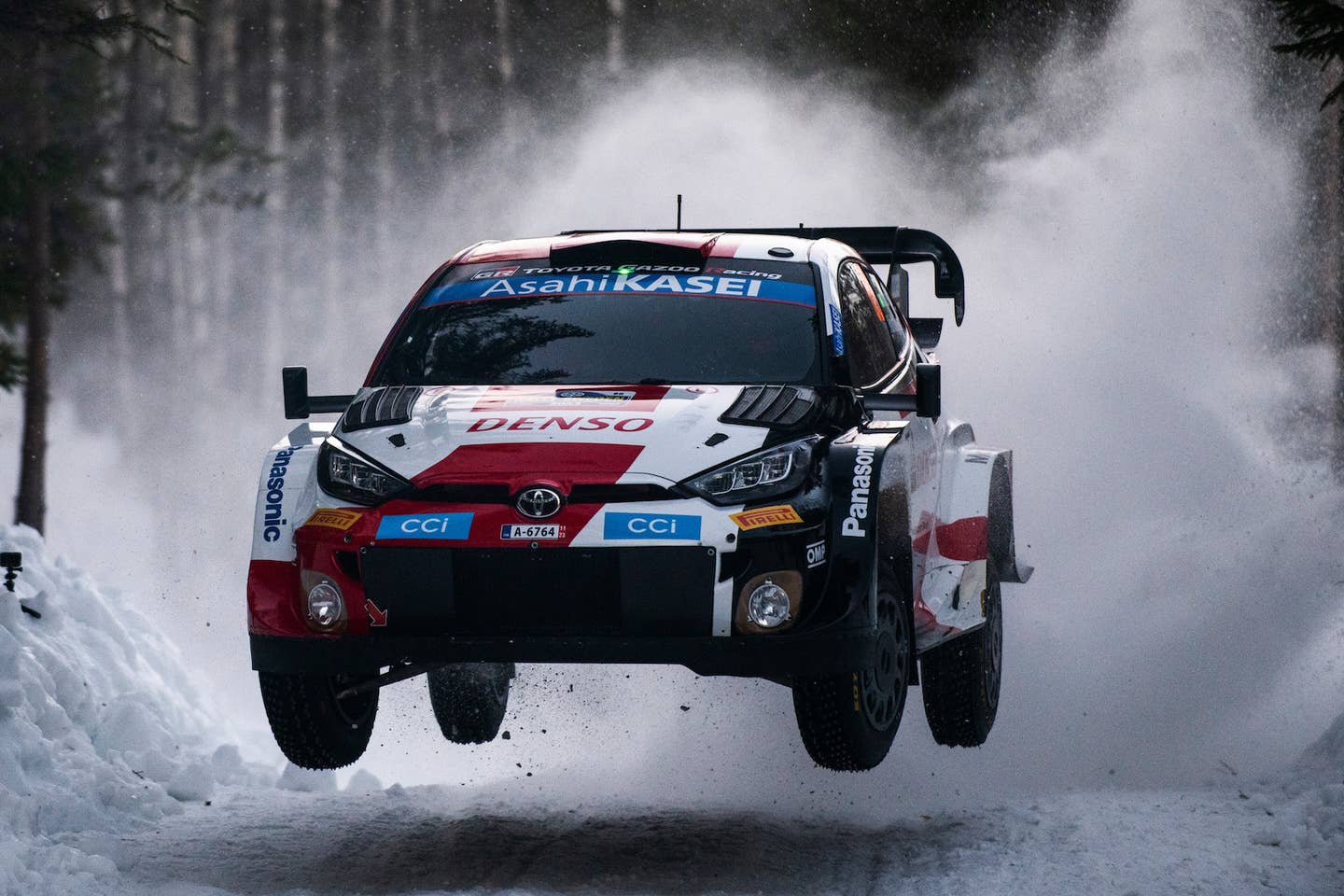 Toyota Gazoo Racing Yaris Rally1 Hybrid in the 2023 WRC. <em>Twitter, @Official WRC</em>