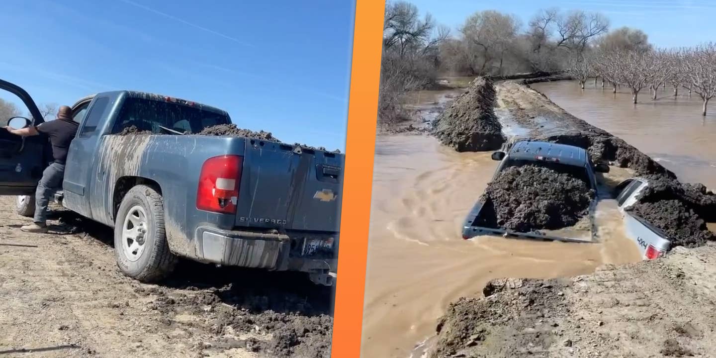 California Farmers Plugged a Broken Levee With Pickup Trucks To Stop a Flood