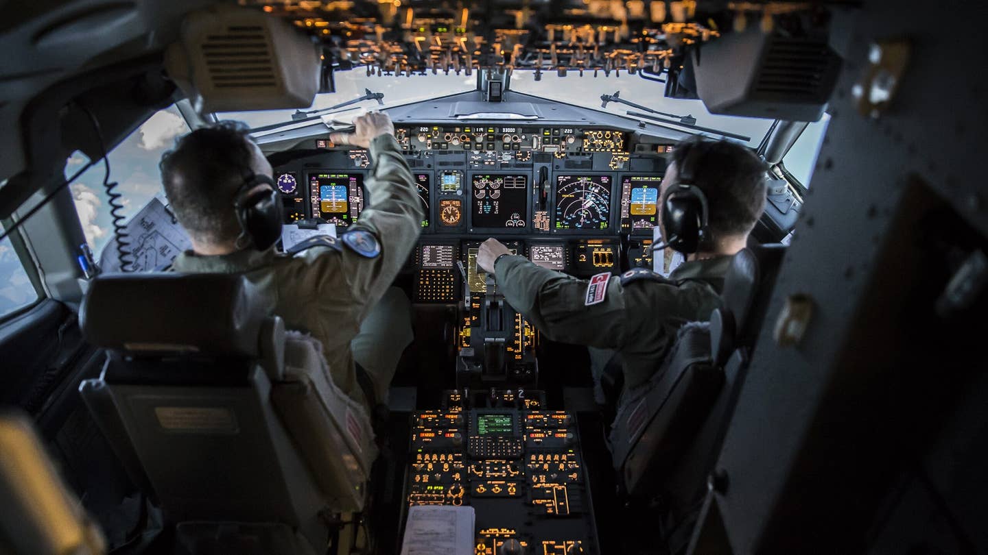 The Boeing E-7A Wedgetail Airborne Early Warning and Control jet has a two-person flight crew. (Photo by Orhan Akkanat/Anadolu Agency/Getty Images)