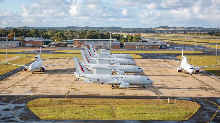 The RAAF's E-7s have been in service for roughly 13 years. All six E-7A Wedgetails from No. 2 Squadron on the tarmac at RAAF Base Williamtown. (RAAF)