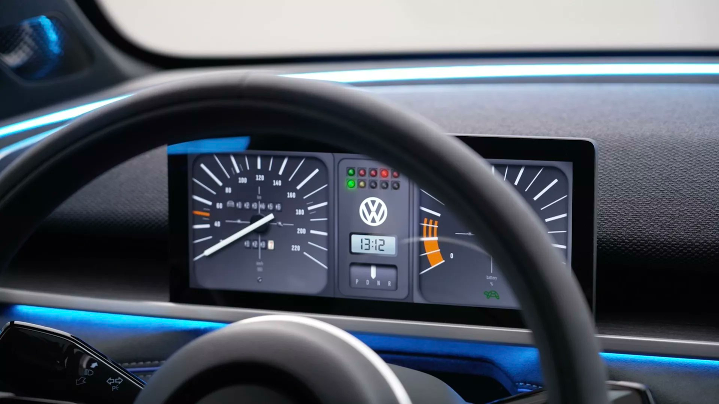 VW ID 2all Retro Gauge Options Bring Back Old Beetle and Golf Designs