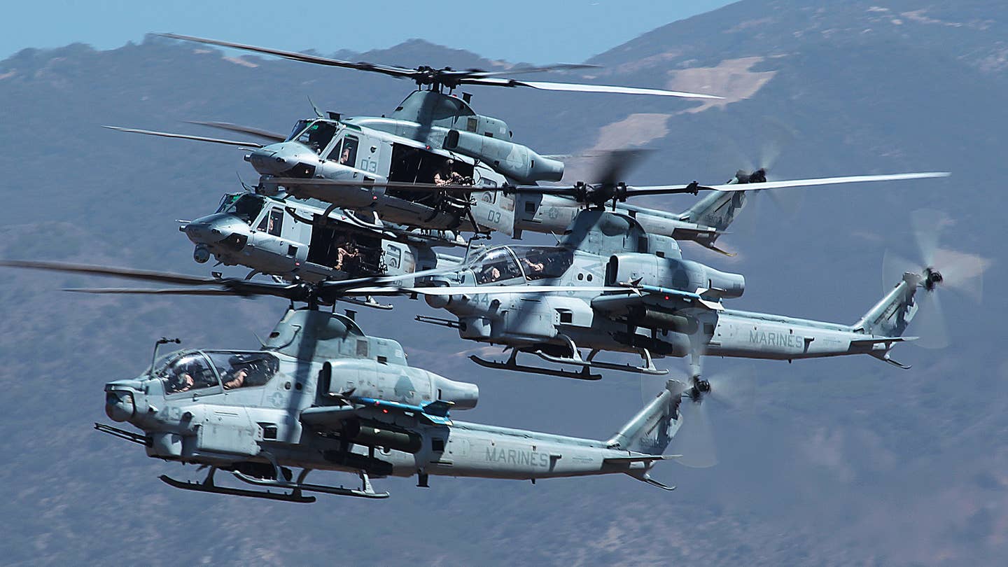The UH-1Y and AH-1Z team in action. (U.S. Marine Corps photo by Sgt. Gregory Moore, 3rd MAW/Released)